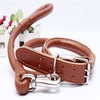 Genuine Leather Dog Collar Leash Lead Set for Pitbull Husky Mastiff