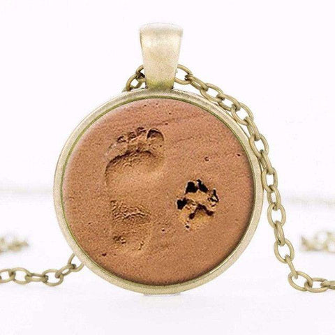 Paw and Footprint Pendant for Dog Lover